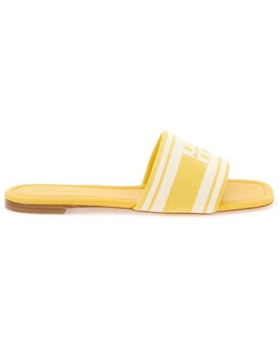 Tory Burch Slides With Embroidered Band - Yellow