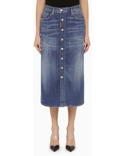 DSquared² Denim Skirt With Buttons - Blue