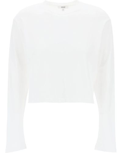 Agolde T Shirt Cropped A Maniche Lunghe Mason - Bianco