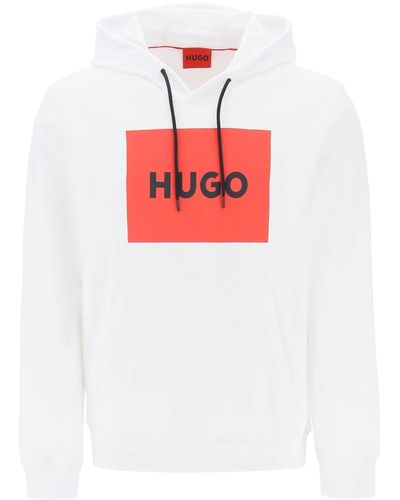 HUGO Logo Box Hoodie - Rot