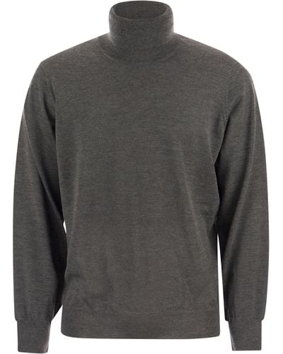 Brunello Cucinelli Lightweight Turtleneck Sweater In Cashmere And Silk - Gray