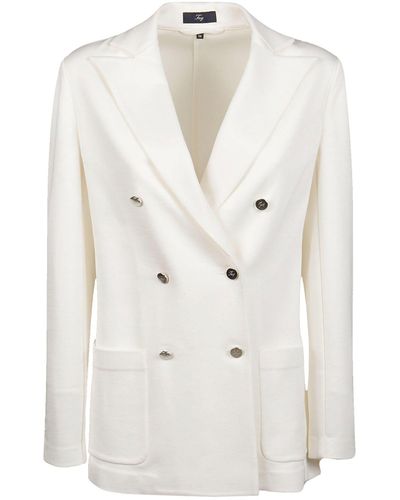 Fay Double Breasted Blazer - White