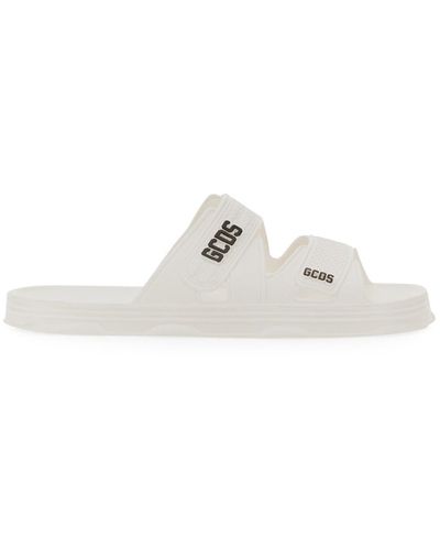 Gcds Rubber Logo Flats Sandals - White