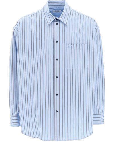 Off-White c/o Virgil Abloh Camisa maxi de rayas blancas - Azul