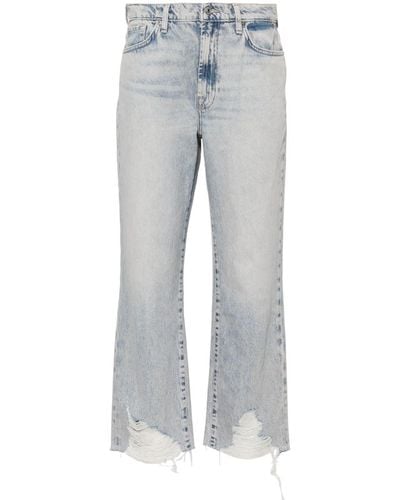 Seven7 High-Rise White buying Distressed Cropped Straight Jeans