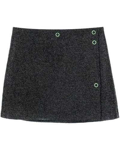 Ganni Mini Lamé Tweed Wrap Skirt - Black