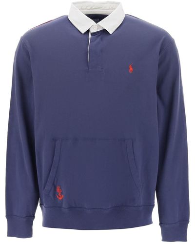 Polo Ralph Lauren Flagge Patch Langarm Rugby -Hemd - Azul