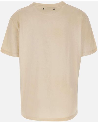 Golden Goose Golden Gans Ecru -Baumwoll -T -Shirt mit Logodruck - Weiß