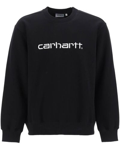 Carhartt Sweatshirt Met Ronde Hals En Logoborduurwerk - Zwart