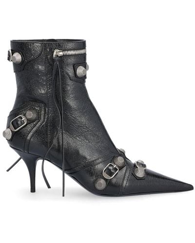 Balenciaga Cagole Leather Boots - Black