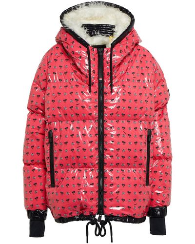 3 MONCLER GRENOBLE Echelle Printed Down Ski Jacket - Red