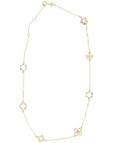 Tory Burch Kira Clover 18kt Gold Puled Necklace - Wit