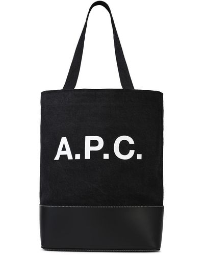 A.P.C. Small 'Shopping Axel' Cotton Bag - Black