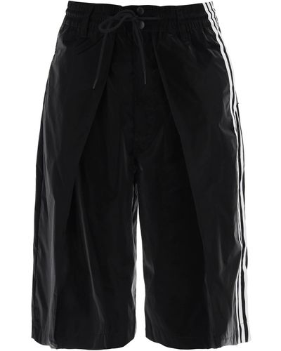 Y-3 Pantalones cortos de nylon bermudas brillantes - Negro