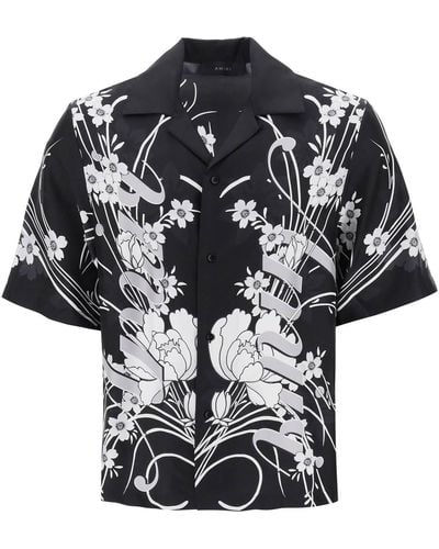 Amiri Bowling -hemd Mit Blumenmotiv - Zwart