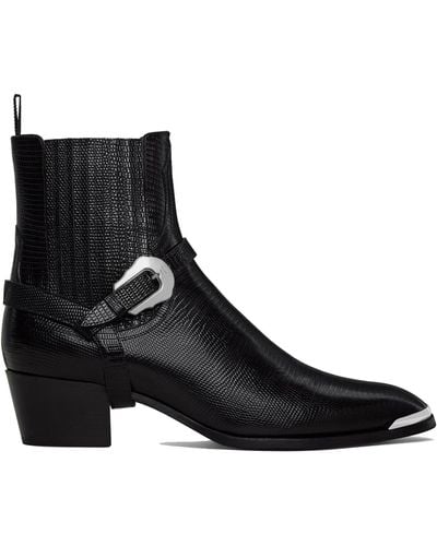 Celine Western Chelsea Isaac Harness Boots - Black