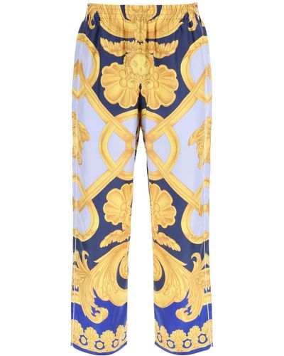 Versace 'barocco 660' Silk Pyjama Pants - Geel