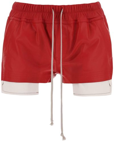 Rick Owens Lederen Mist Boxers Shorts Voor - Rood