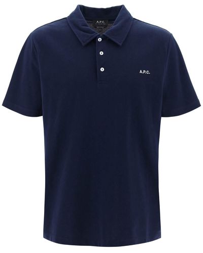 A.P.C. Carter Polo Shirt Met Logo -borduurwerk - Blauw