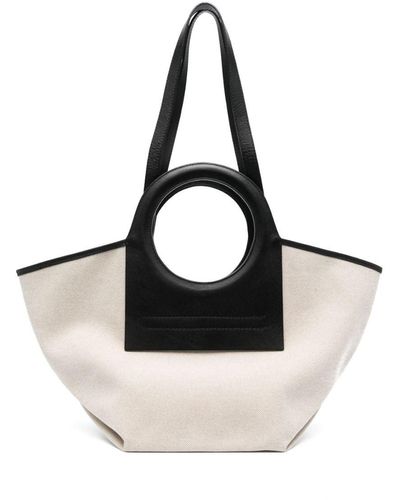 Hereu Cala Small Canvas And Leather Tote Bag - Natural