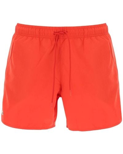 Lacoste Logo Patch Swim Shorts - Rood