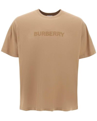 Burberry Harriston T -shirt Met Logo -print - Naturel