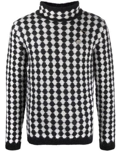 Saint Laurent Diamond-motif Turtleneck Sweater - Black