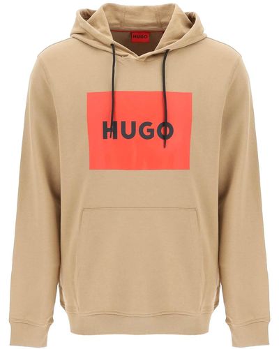 HUGO Hoodie mit -Logo-Grafik - Orange