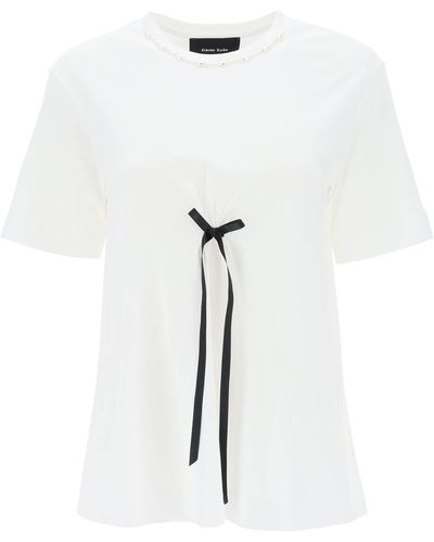 Simone Rocha Ein Linien -t -shirt Mit Bogendetails - Wit