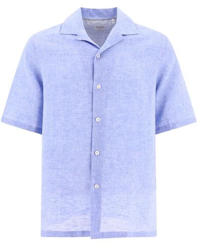 Brunello Cucinelli Chambray Linnen -shirt - Blauw