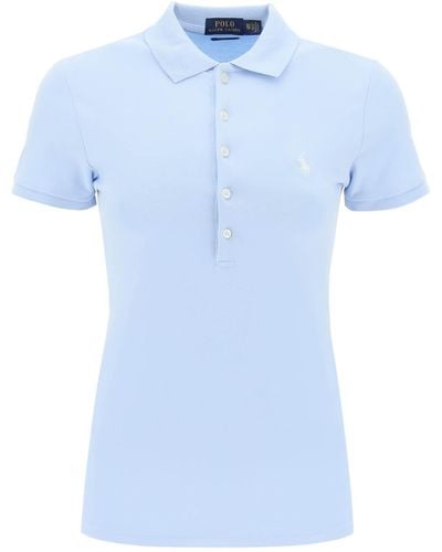 Polo Ralph Lauren Slim Past Vijf Knoppen Poloshirt - Blauw