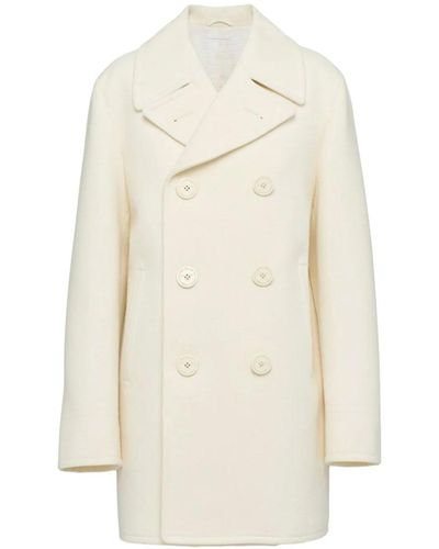 Prada Manteau de laine à deux poitrines - Neutre