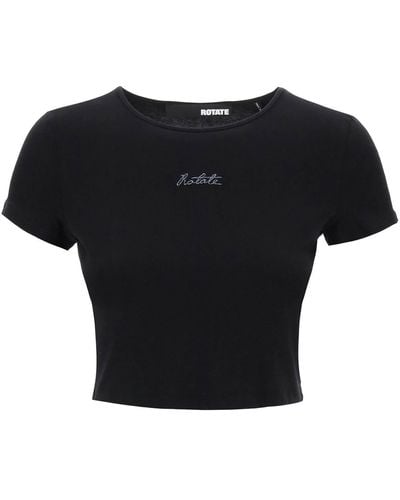 ROTATE BIRGER CHRISTENSEN T-shirt rotatif avec le logo Lurex brodé - Noir