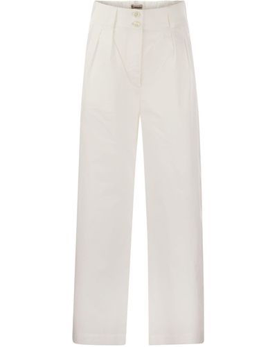 Woolrich Pantalones plisados ​​de algodón de - Blanco