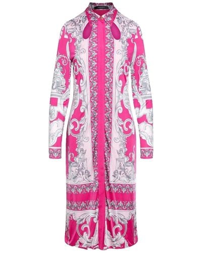 Versace Barock gedrucktes Midi -Kleid - Pink