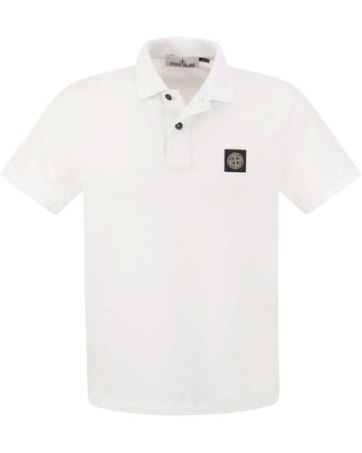 Stone Island Slim Cotton Polo -Hemd - Weiß