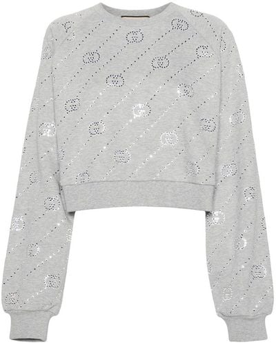 Gucci Gg Crop Sweatshirt - Gray