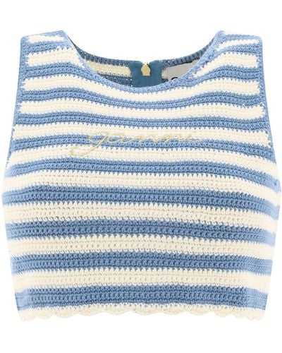 Ganni Crochet Racerback Top - Blu