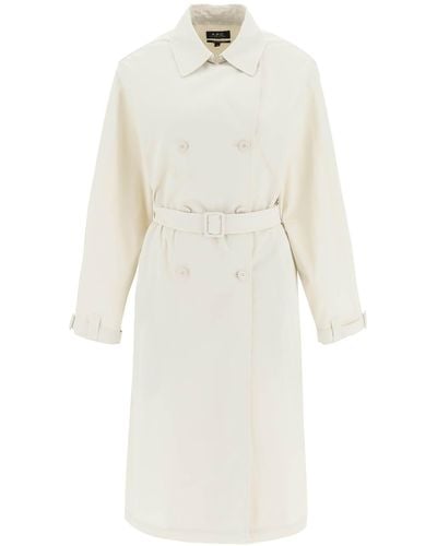 A.P.C. 'irene' Double Breasted Trench Coat - Wit