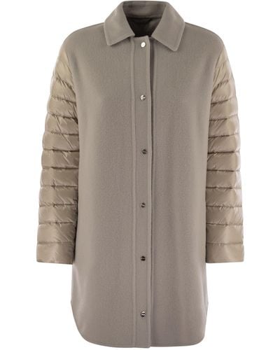 Herno Coat With Down Sleeves - Grey