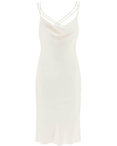 ROTATE BIRGER CHRISTENSEN Robe midi en satin responsable - Blanc