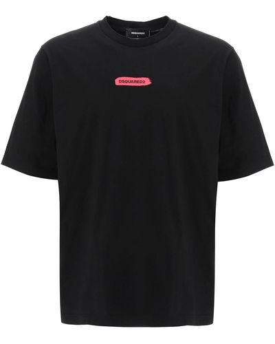 DSquared² Logo Print Oversized T -shirt - Zwart