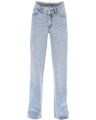 Alexander Wang Asymmetrische Taille Jeans Met Kettingdetail. - Blauw
