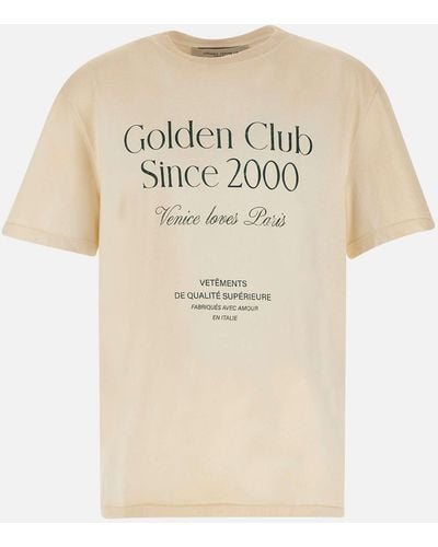 Golden Goose Baumwoll-T-Shirt Mit Destroyed-Details Und Logo-Print - Natur
