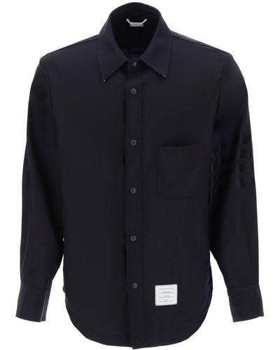Thom Browne 4 -Bar -Hemd in leichte Wolle - Blau