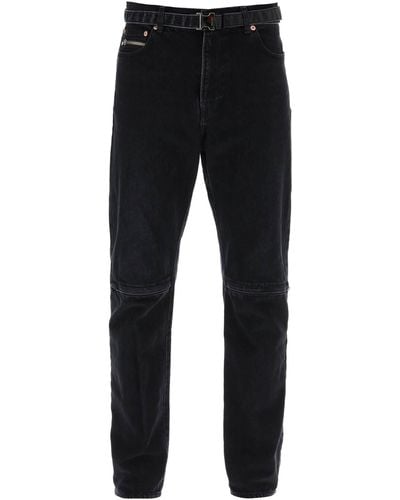 Sacai Slanke Jeans Met Riem - Zwart