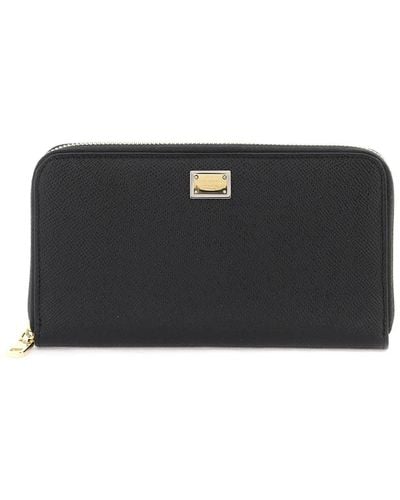 Dolce & Gabbana Leather Zip alrededor de la billetera - Negro