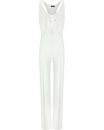 Elisabetta Franchi Jumpsuit With Embroidered Logo - White