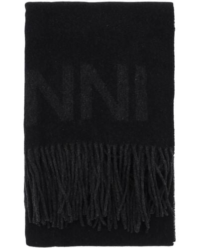 Ganni Bufanda de letras del logotipo de - Negro
