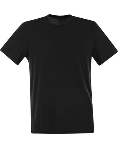 Majestic T-shirt à manches courtes majestueuses en lyocell et en coton - Noir